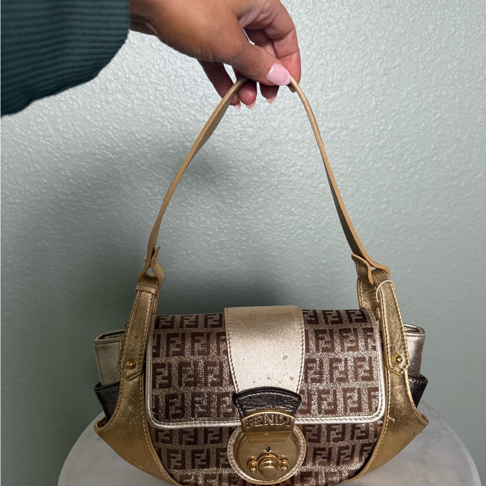 Fendi Metallic and gold Zucca  shoulder bag